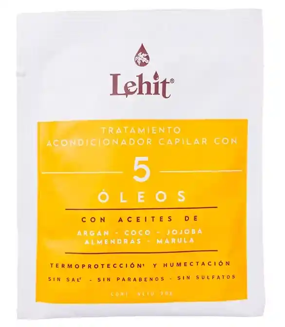 Tratamiento Acondicionador Capilar Con 5 Oleos - 30g Termoprotector Y Humectacion Lehit