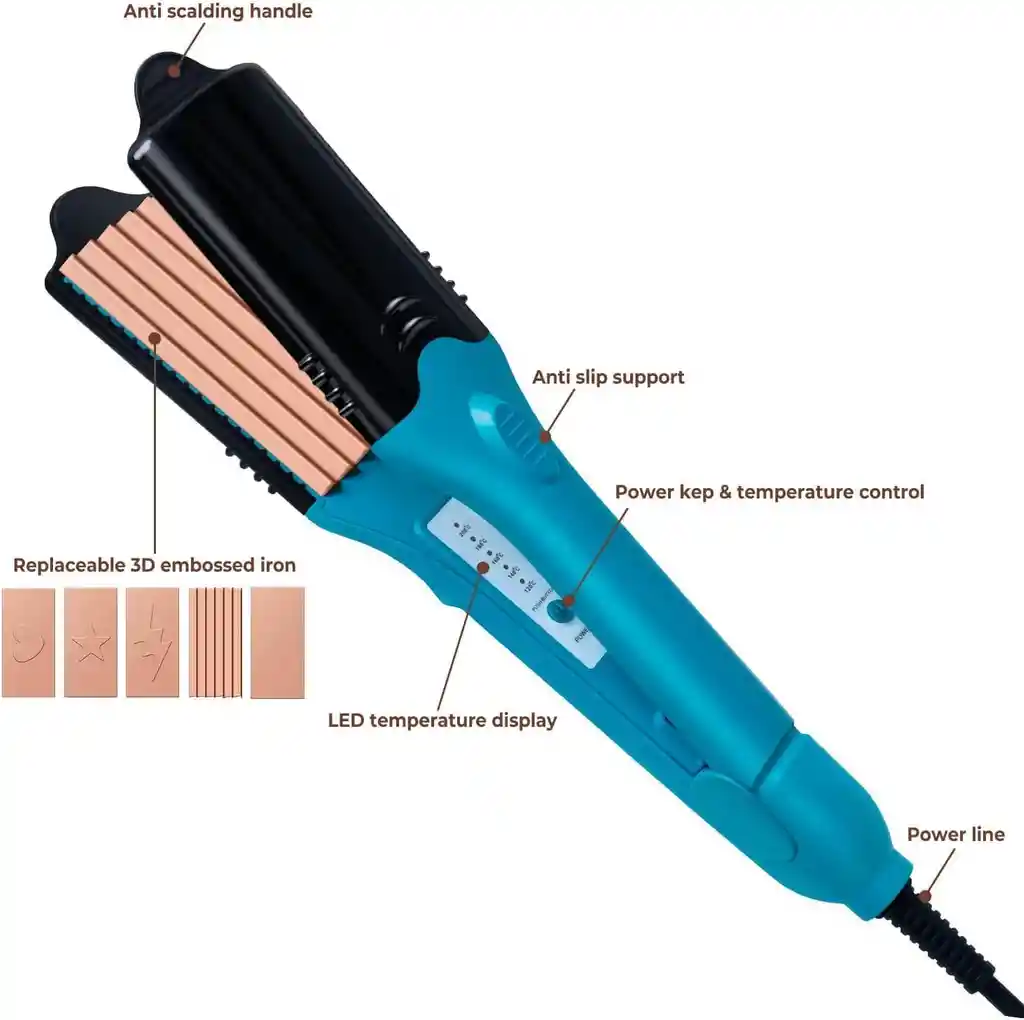 Plancha De Cabello Placas 3d Multiformas Alisadora De Pelo Color Verde Claro 110v