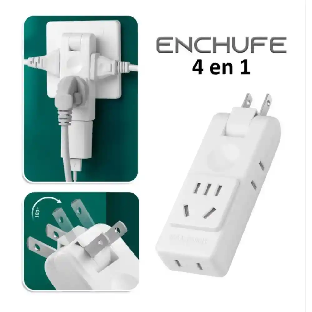 Adaptador Clavija Extensor Enchufe Tomacorriente Multitoma 4 En 1 2500w