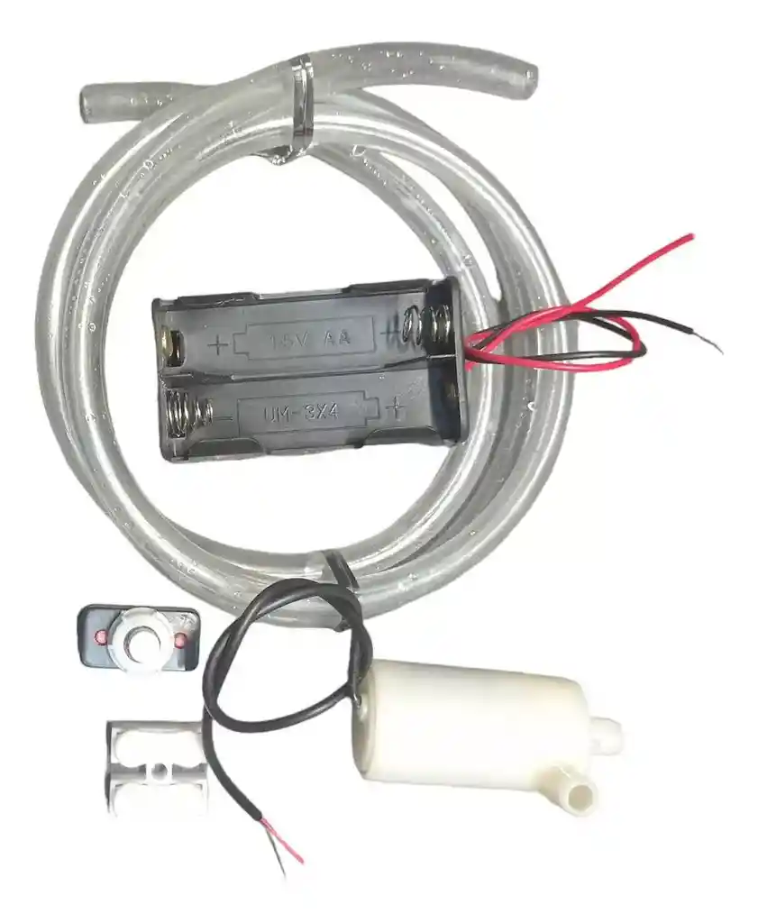Mini Bomba De Agua + Portapilas + Manguera + Switch Conector