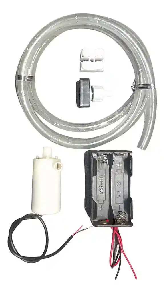 Mini Bomba De Agua + Portapilas + Manguera + Switch Conector