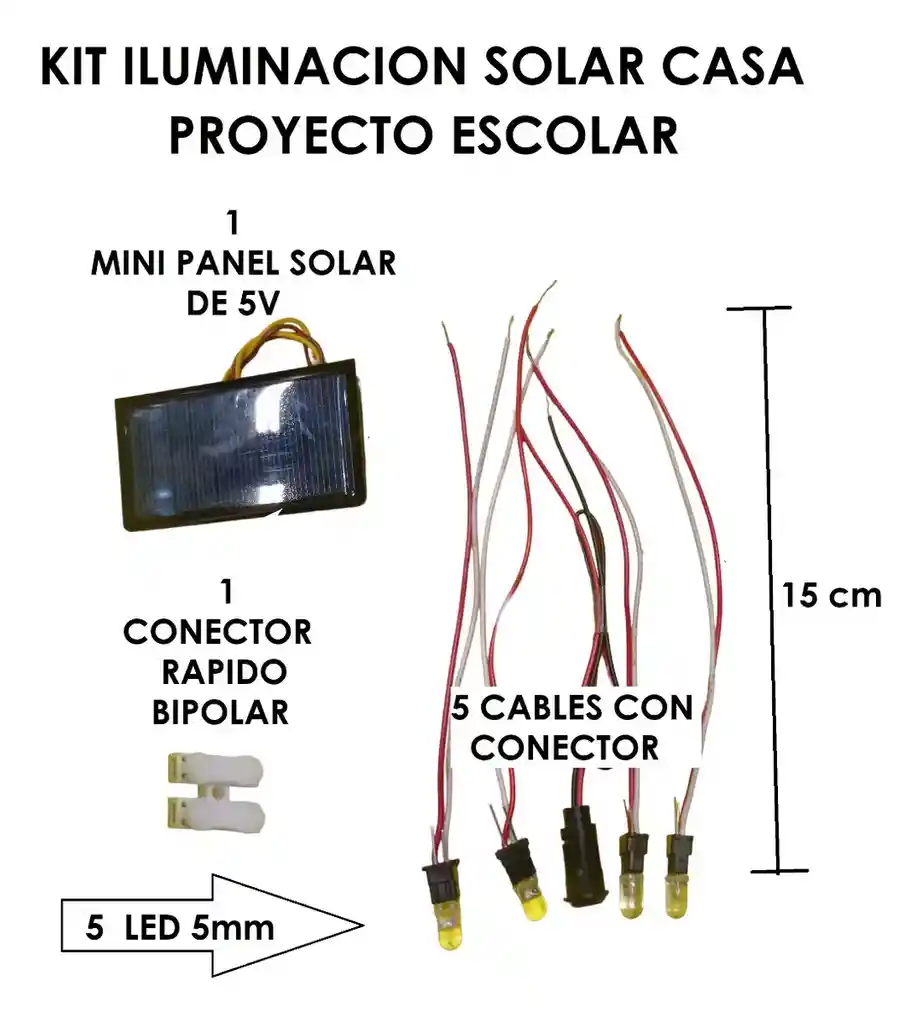Kit Leds 5mm Cables Mini Panel Solar Y Conector Rapido