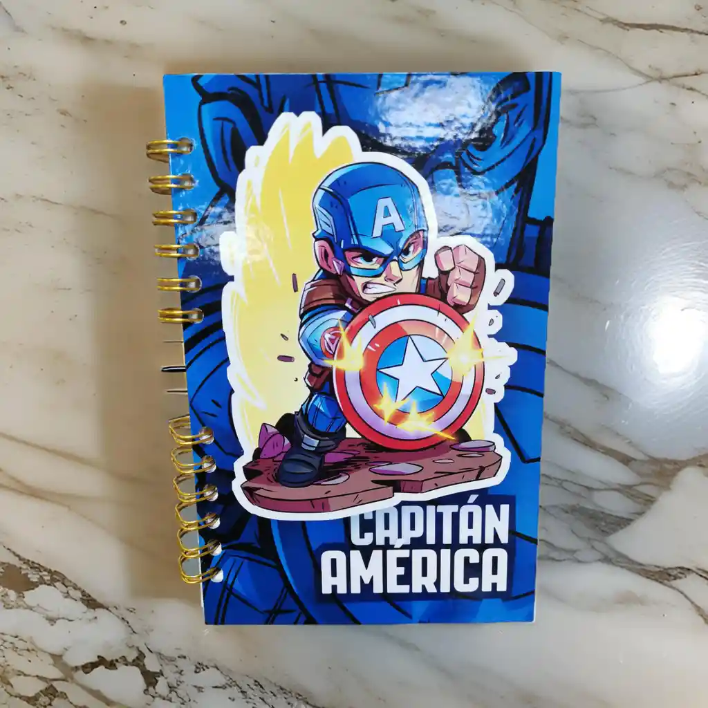 Cuaderno Argollado Capitan America, Agenda Capitan America, Cuaderno Anillado
