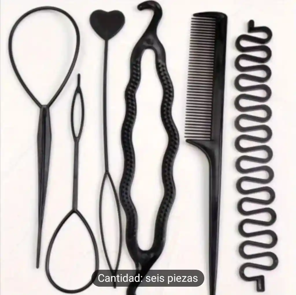 Kit Herramientas Peinado Cabello X 6 Unidades Color Negro
