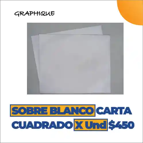 Sobre Blanco Carta Cuadrado X Und