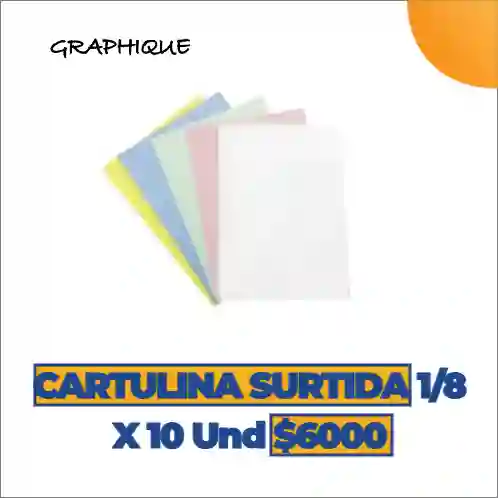 Cartulina En 1/8 Surtida X 10 Und