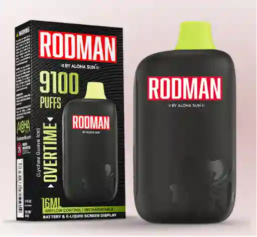 Vaporizador Rodman 9100 Puff 5% Overtime (lychee Guava Ice)