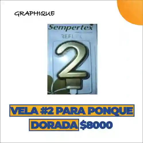 Vela #2 Para Ponque Dorada