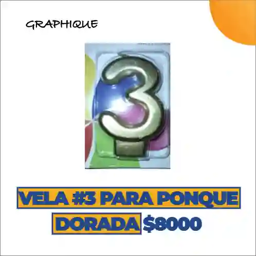 Vela #3 Para Ponque Dorada