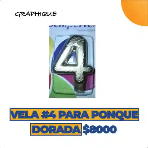 Vela #4 Para Ponque Dorada