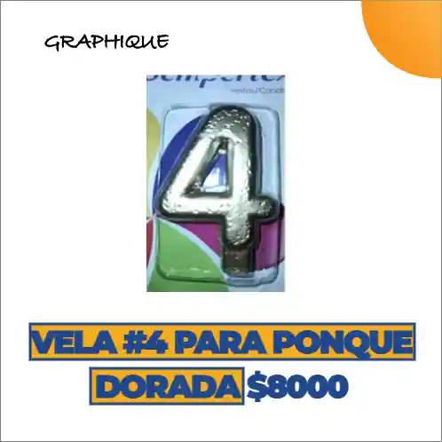 Vela #4 Para Ponque Dorada