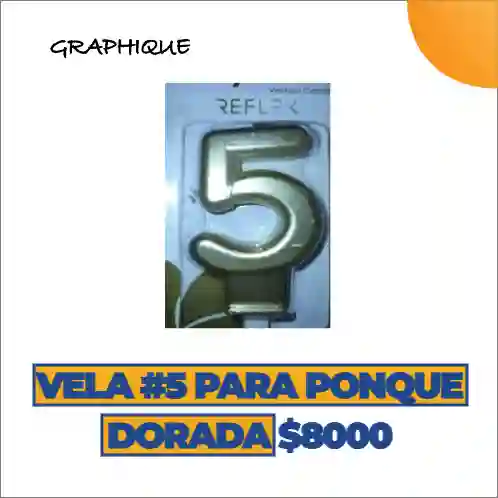 Vela #5 Para Ponque Dorada