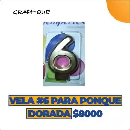 Vela #6 Para Ponque Dorada