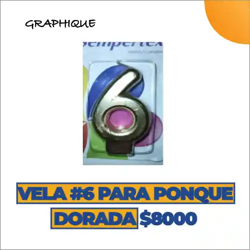 Vela #6 Para Ponque Dorada