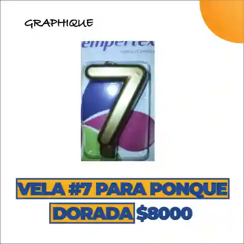 Vela #7 Para Ponque Dorada