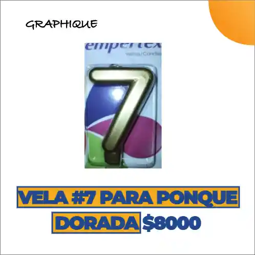 Vela #7 Para Ponque Dorada