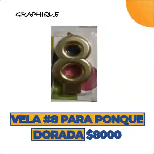 Vela #8 Para Ponque Dorada