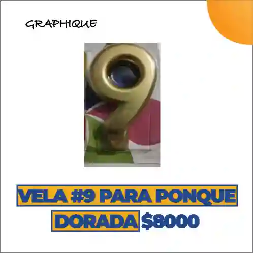 Vela #9 Para Ponque Dorada