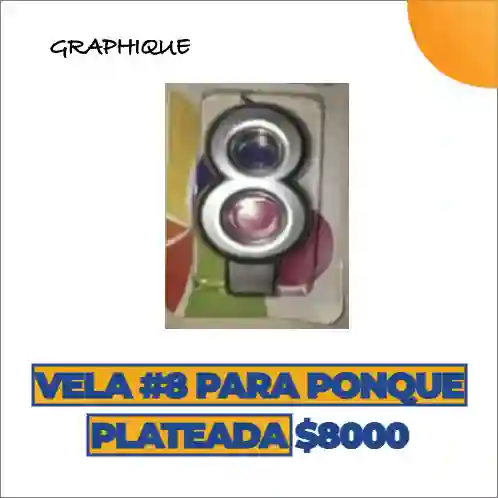 Vela #8 Para Ponqué Plateada