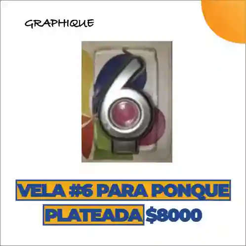 Vela #6 Para Ponqué Plateada