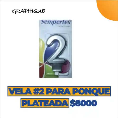 Vela #2 Para Ponqué Plateada