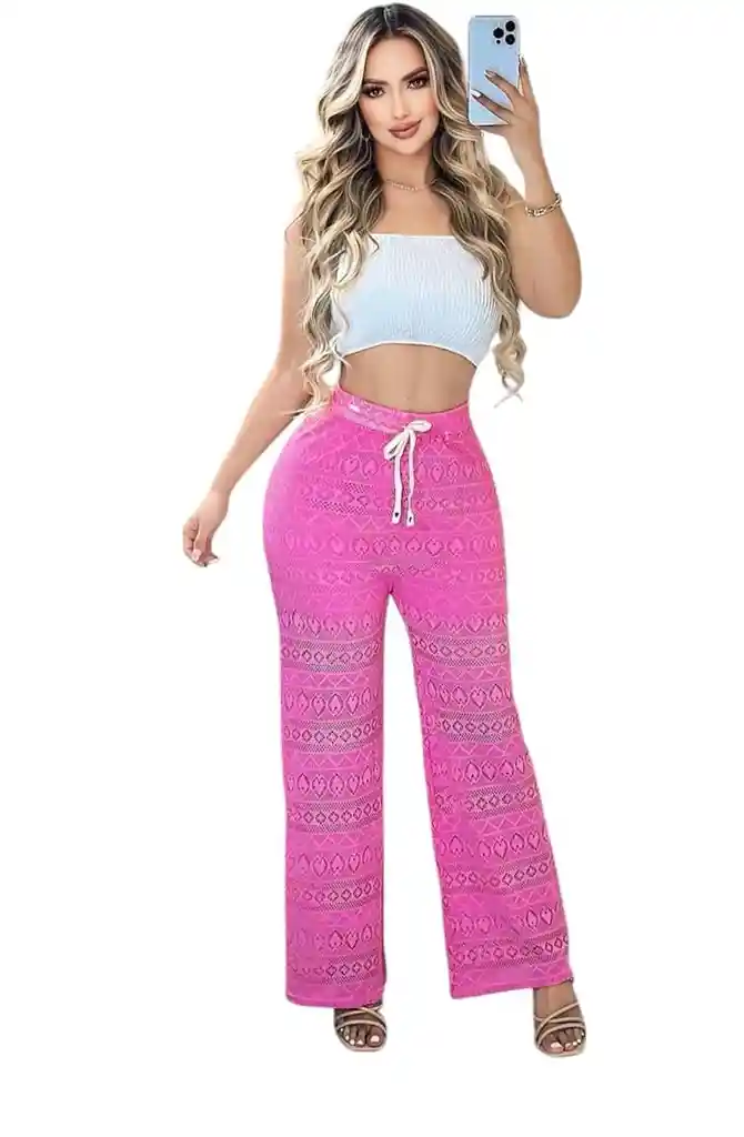 Pantalón Palazzo Encaje (ojalillo) Con Short