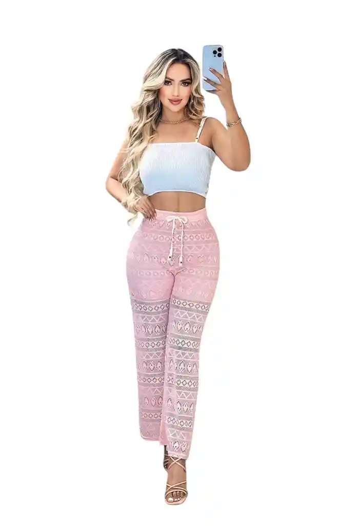 Pantalón Palazzo Encaje (ojalillo) Con Short
