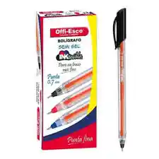 Lapicero Negro Offi-esco Semi Gel Punta Fina 076 Con Tapa
