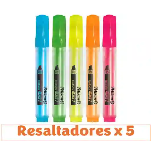 Resaltador Pelikan X 5 (azul, Amarillo, Verde, Naranja, Rosado)