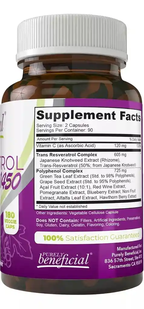 Resveratrol 1450mg 180 Cápsulas