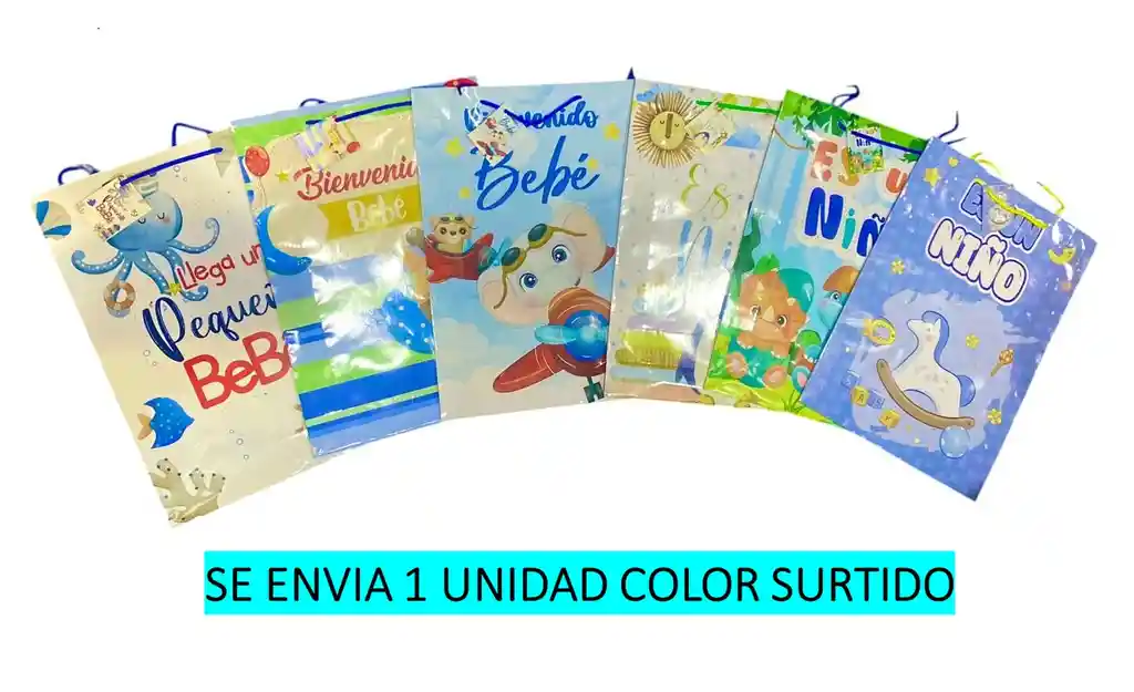 Bolsa De Regalo Para Bebe Niño Jumbo Diseños Surtidos Primavera 45 X 33 Cm