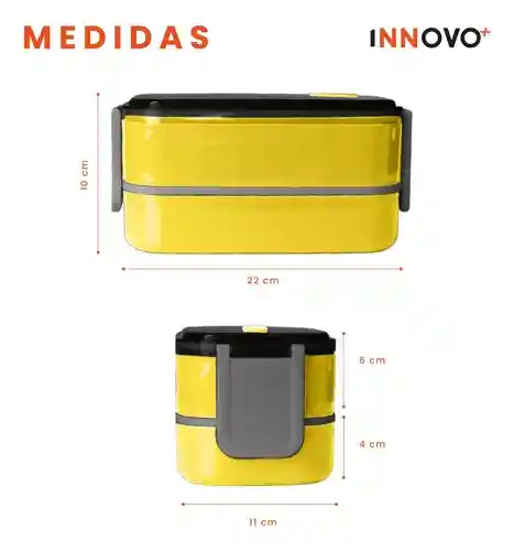 Fiambrera Porta Comidas 2 Niveles Amarillo Contenedor Alimentos Innovo Home