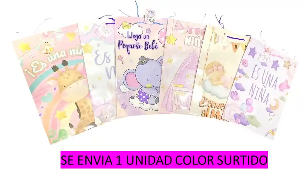 Bolsa De Regalo Para Bebe Niña Jumbo Diseños Surtidos Primavera 45 X 33 Cm