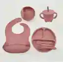 Set Vajilla Silicona Para Bebe 8 Piezas Rosa