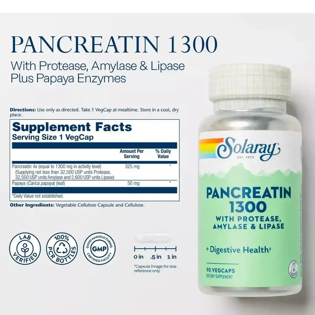 Solaray Enzimas Digestivas Pancreatin 90 Capsulas