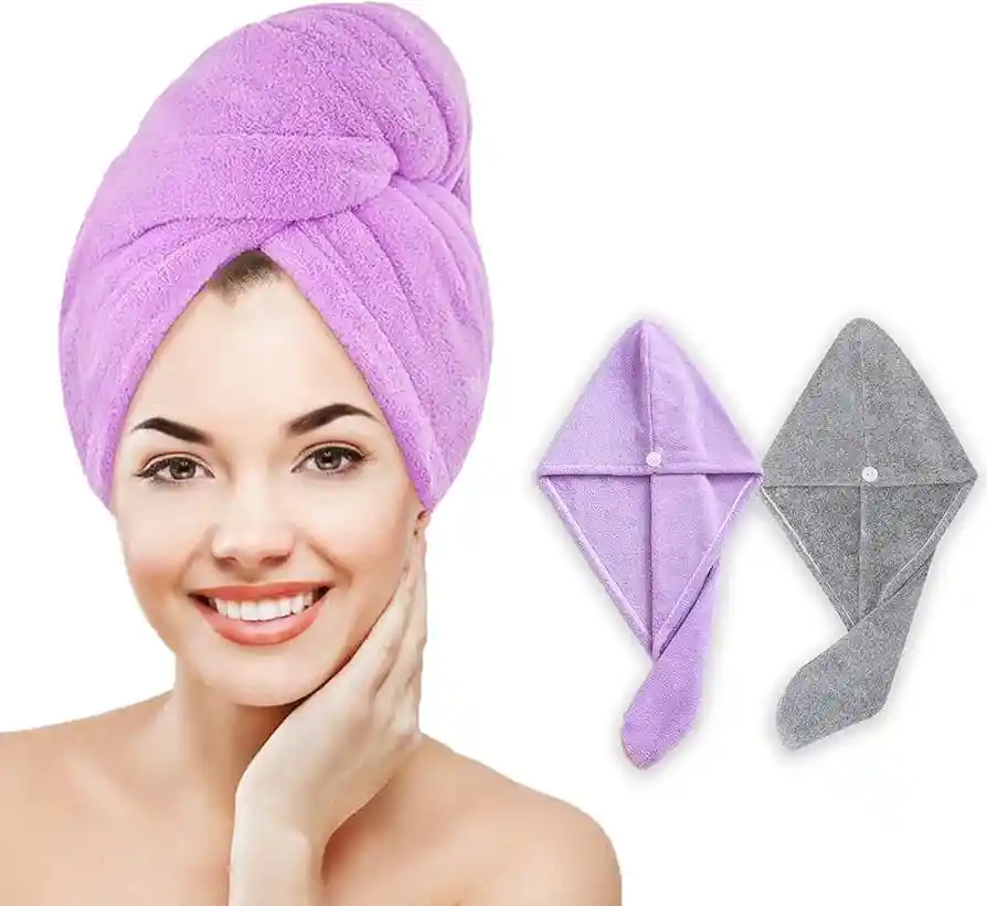 Gorro Toalla De Baño Con Turbante De Secado Rápido, Práctico Forro Polar Mágico