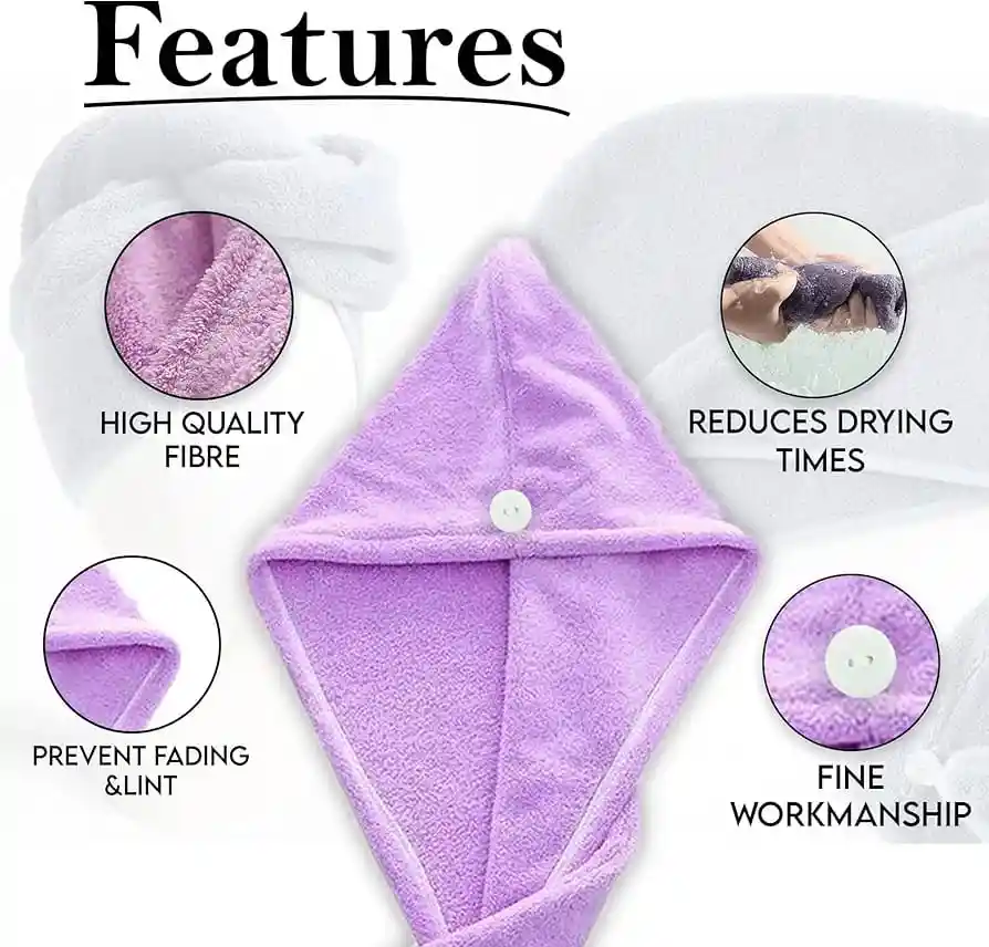 Gorro Toalla De Baño Con Turbante De Secado Rápido, Práctico Forro Polar Mágico