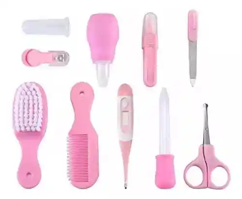 Kit Aseo Para Bebe Rosado Estuche Manicure X10 Baby Shower