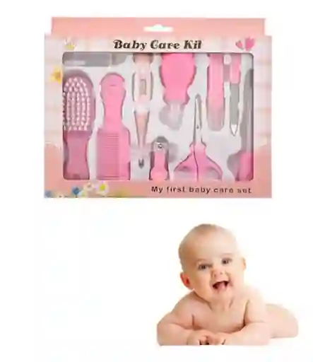 Kit Aseo Para Bebe Rosado Estuche Manicure X10 Baby Shower