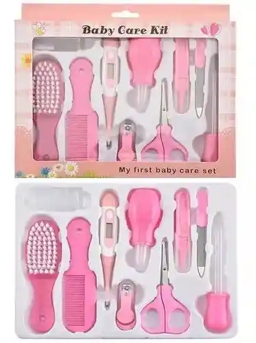 Kit Aseo Para Bebe Rosado Estuche Manicure X10 Baby Shower
