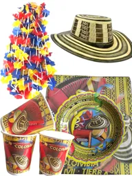 Kit Fiesta Colombiana Carnaval Decoración Sombrero Vueltiao