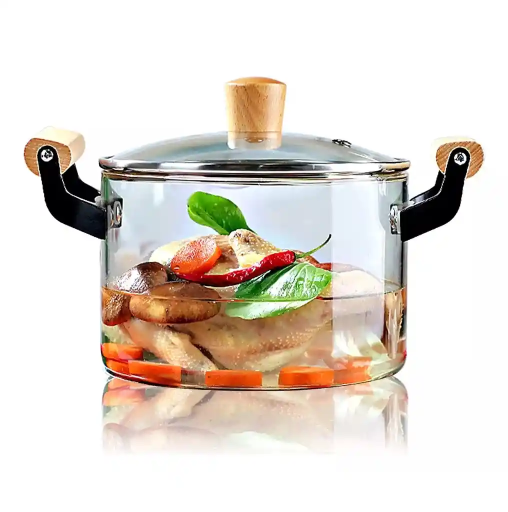 Ollas Transparentes Cocinar 3200 Ml Cristal Resiste Calor