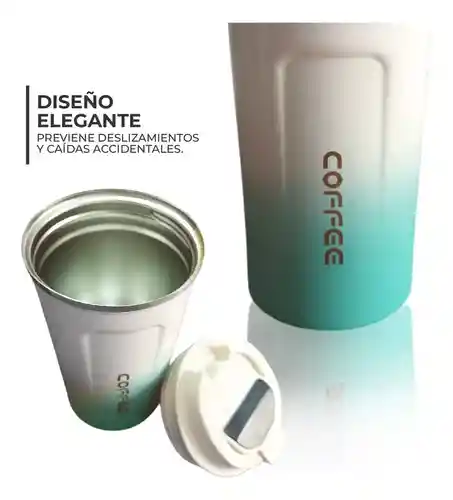 Vaso Termico Digital Indicador Temperatura Led Blanco Mix Green Cofee