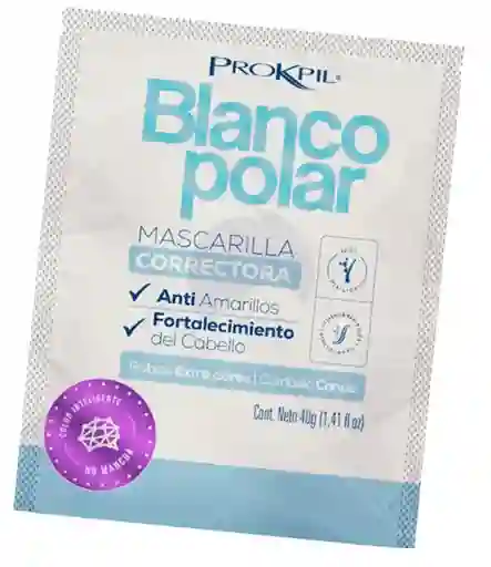Tratamiento En Sobre Blanco Polar, Mascarilla Correctora, Anti Amarillos, Fortalecimiento Del Cabello, Rubios Extra Claros, Cuidado De Canas 40gr - Prokpil