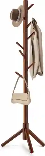 Perchero En Madera 3 En 1 Ajustable 8 Puestos Organizador De Ropa