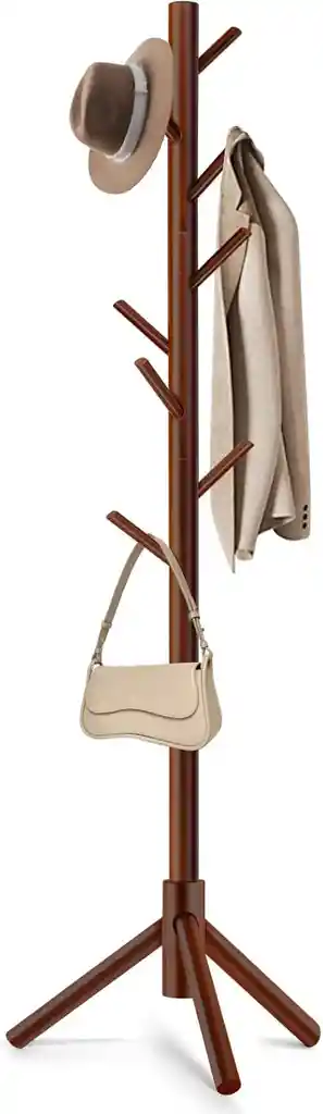 Perchero En Madera 3 En 1 Ajustable 8 Puestos Organizador De Ropa