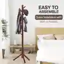 Perchero En Madera 3 En 1 Ajustable 8 Puestos Organizador De Ropa