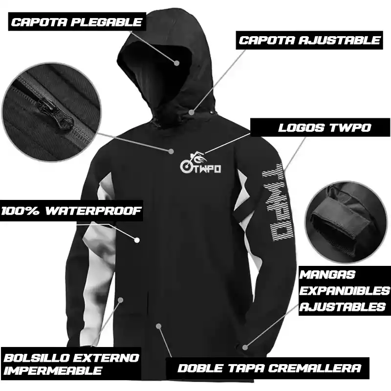 Conjunto Traje Impermeable 100% Sudadera Moto Twpo Premium Disponible Talla S M L Xl Xxl Y Xxxl