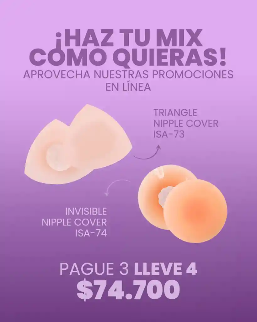 "celebra El Mes De La Mujer: ¡paga 3 Llévate 4 Triangle Nipple Cover / Isa-73 E Invisible Nipple Cover / Isa-74 Productos Especiales Para Ti!"