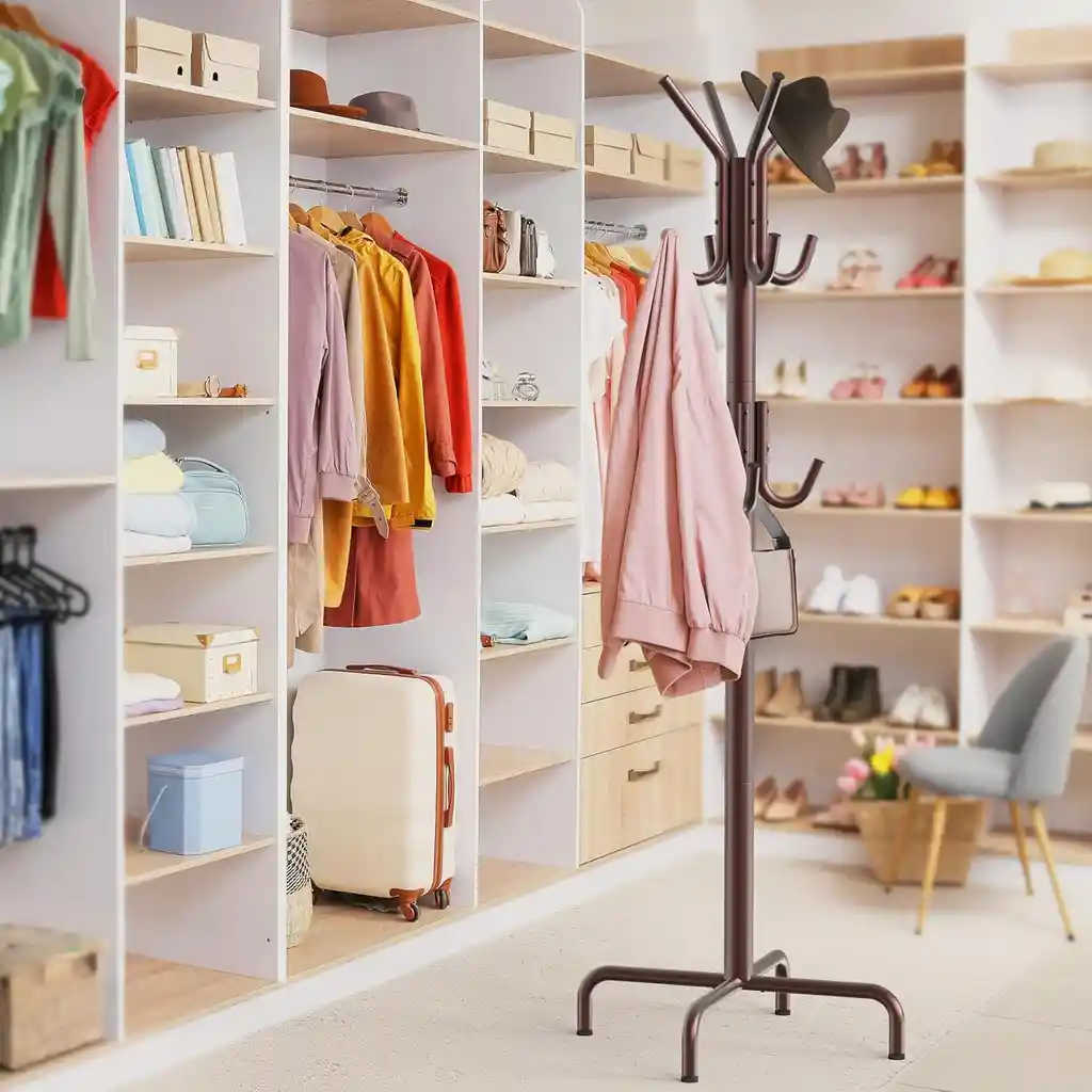 Perchero Metálico 12 Puestos Organizador De Ropa 1.80 Metros